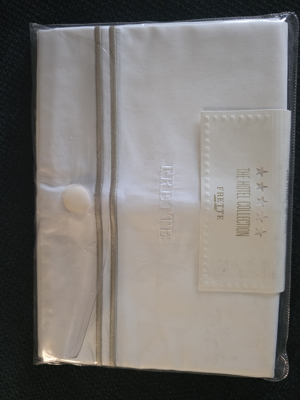 Frette White Hotel Collection Linen with Gray Trim